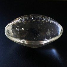 Vintage Glass Football Rugby Ball Crystal Paperweight Unmarked