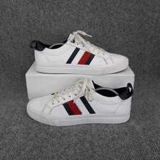 Tommy Hilfiger Mens Trainers UK 7 White Flag Detail Leather Sneaker Shoes