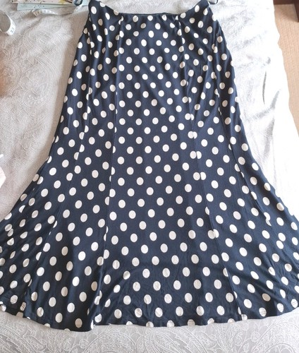 Precis navy polkadot godet - navy,