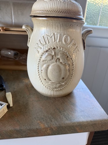 Beige ceramic rumtopf jar - beige,