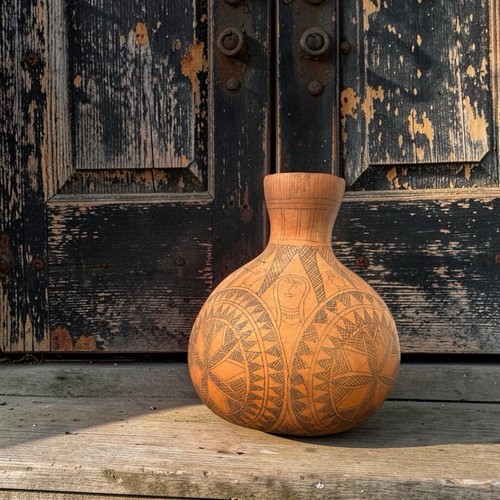 Hand carved gourd vase - hand,