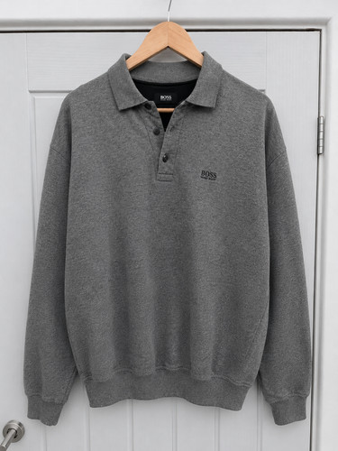 Hugo boss grey polo sweatshirt - grey,