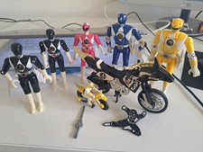 Vintage '93 Mighty Morphin Power Rangers 8" Action Figure Black Yellow Pink Blue
