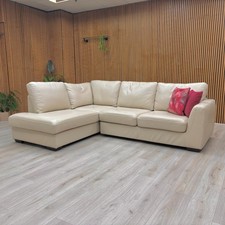 Furniture Village 'Dinky' Corner Cream Leather Left Hand Facing Sofa RRP £1600