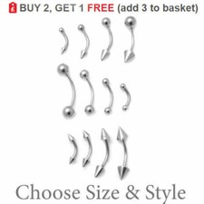 2x Curved Barbells Eyebrow Bar