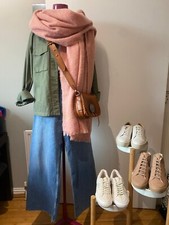 ZADIG & VOLTAIRE Orely Pink & Gold Sparkle Mohair Blend Large Scarf 240 x 80cm