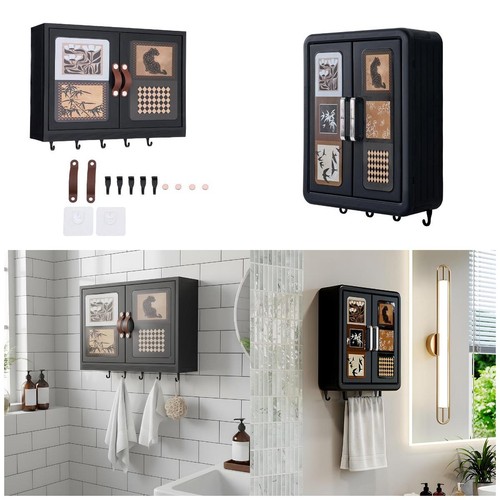 Black bathroom wall cabinet - bathroom,