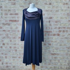 Out of Xile Dress Womens 2 UK 12 Slate Grey Blue Jersey Silk Neckline