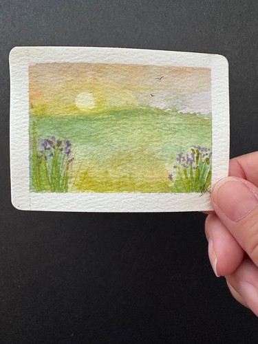 Aceo watercolour landscape - watercolour,