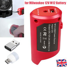 Charger USB DC 12V Adapter For Milwaukee M12 Heated Jacket Battery 48-59-1201