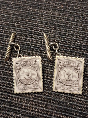 Vintage pair silver enamel - &,