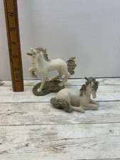White Magical Unicorn Statue Figurine Bundle Of 2 Ornaments Free Postage
