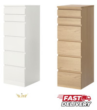 MALM Chest of 6 Drawers With Mirror Glass 40x123 cm Bedroom Storage Organizer