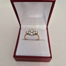 14ct Gold Diamonique Cluster Ring Size P 2.6gms