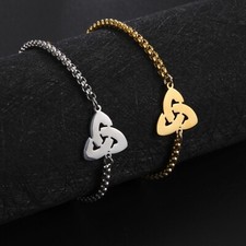 Women's Viking Celtic Knot Triquetra Trinity Stainless Steel Anklet Jewellery UK