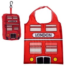Fold Up Reusable Shopping Bag Tote Folding Handle London Icons Big Ben Red Phone