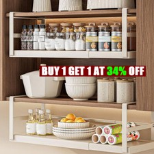 Extendable Under Shelf Storage Basket Rack Kitchen Cupboard Cabinet Organizer UK