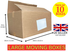 Large Moving Boxes –Pack of 10- Strong Cardboard Boxes Storage, House, Shipping