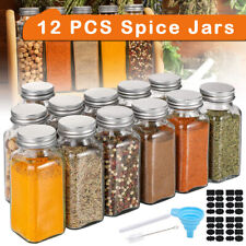 12 x GLASS SPICE JARS WITH
