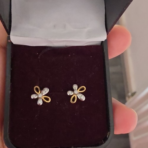 Earing with real - with, diamond