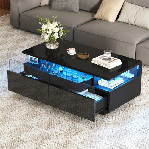 Coffee table high gloss - gloss, black