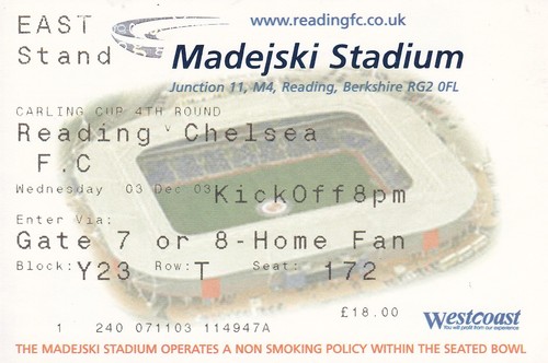 Reading chelsea ticket - v, stub