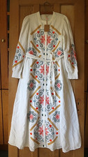 BNWT Boden Ruby Linen Blend Shirt Dress Size 14 R, White Embroidery