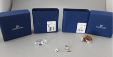 Swarovski Crystal Society Lion and Peacock Figurines Set with 2 Pins