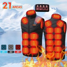 Men Electric Heated Vest Jacket 21 Zone Warm Up Heating Pad Cloth Body Warmer