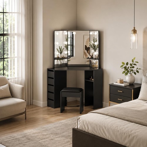 White corner vanity led - vanity, light