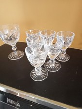 Set of 6 Vintage Crystal Cordial Liqueur Glasses & 1 Crystal Wine Glass 