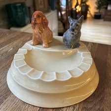 1950s Hand Painted Branksome China Scottie & Spaniel Ashtray/trinket Dish