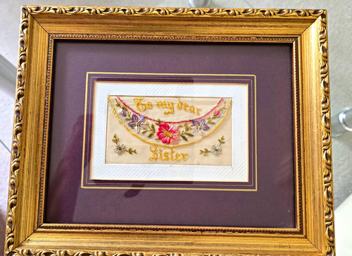 Framed wwi french embroidered - french,
