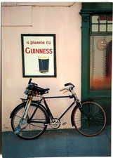 Ireland Postcard - Guinness Sign & Bicycle - unused