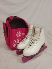 Graf Davos Gold Ice Skates Size 41 White 10 1/3 Blade Lace Up Includes Pink Bag