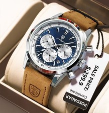 Mens Luxury Leather Watch Waterproof Luminous Date Chronograph Quartz Wristwatch