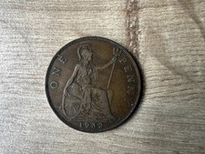 1932 British Bronze Penny Coin In Circulated Condition