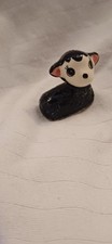 Philip Laureston Cat Figurine Black White Pink Ears Vtg Pottery Mini Kitten Rare