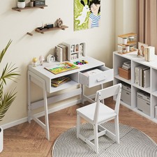 Kids White Desk and Chair Set