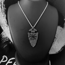 Unisex Nordic Viking Stainless Steel Vegvisir Spear Pendant Necklace Jewellery