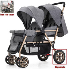 Lightweight Detachable Folding Double Baby Stroller, Twin Comfort Handle