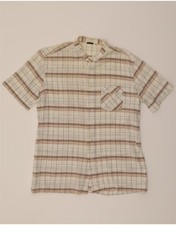 VINTAGE Mens Short Sleeve Shirt UK 42 Large Off White Check CN83