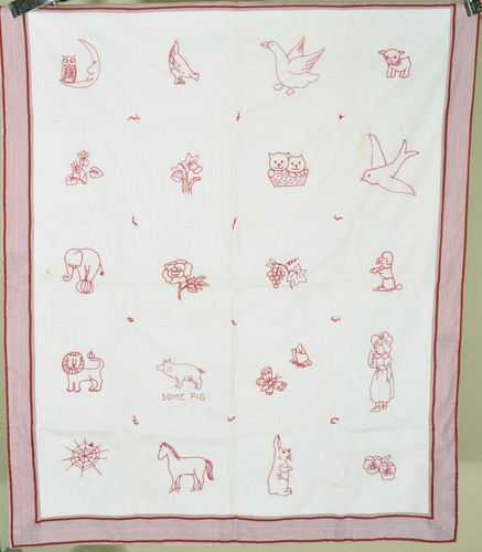 Cheery vintage redwork - 40's,