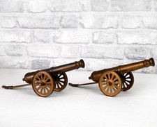 Pair of Vintage Model Brass Field Cannons 27.5cm Long