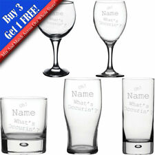 Personalised Engraved  Novelty Glasses, "Name, What's Occuring?" Various Glasses