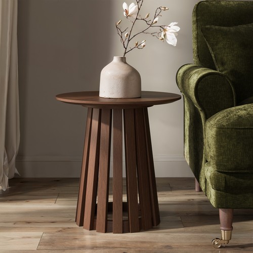 Round walnut pedestal side - walnut,