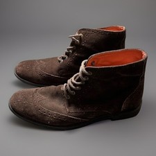 Lambretta Mens Brown Suede Brogue Boots UK 8 Smart Casual Lace Up MOD Oasis