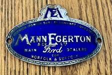 MANN EGERTON & CO LTD ENAMEL VINTAGE SUPPLIERS NAME PLATE BADGE DASHBOARD PLAQUE