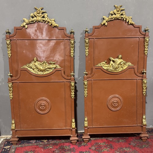 Antique pair iron beds 19th - beds,