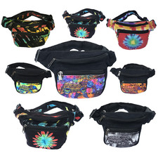 Hippie Bum Bag Waist Festival hip Adjustable Straps Womens Men fanny boho Bagblk